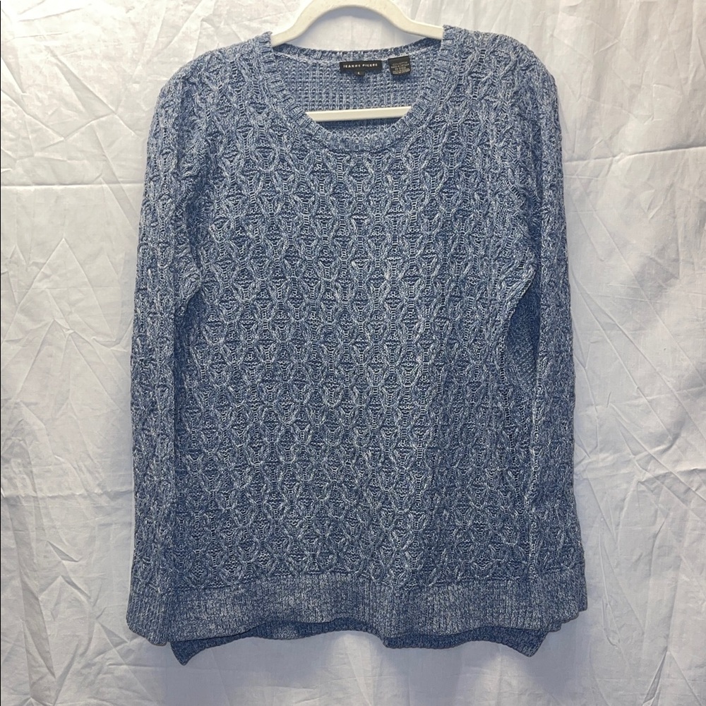 JEANNE PIERRE Textured Blue Sweater